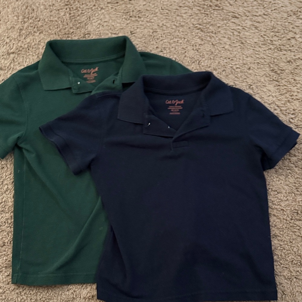 Cat & Jack Kids Polo Shirt Duo - Forest Green and Navy